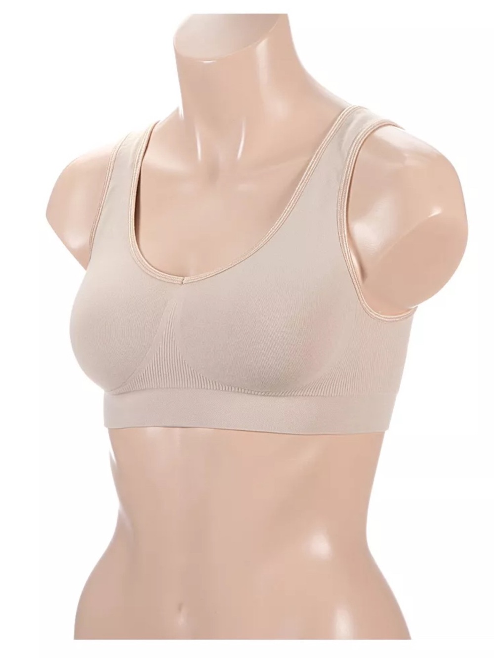 Bali Comfort Revolution Seamless Crop Top Bra. Off-white, size Medium